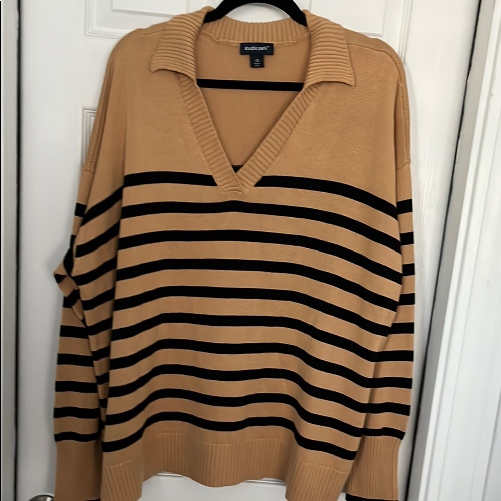 Studio Park Camel Sweater with Black Accent